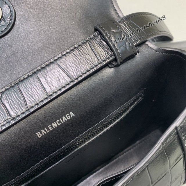 Balenciaga巴黎世家專櫃爆款小號鱷魚黑Hourglass沙漏包 fyj1813